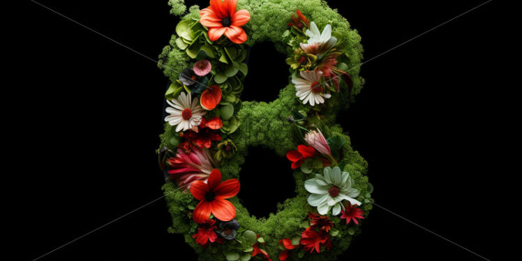 Number 8 on black background with flowers on it - Starpik Stock