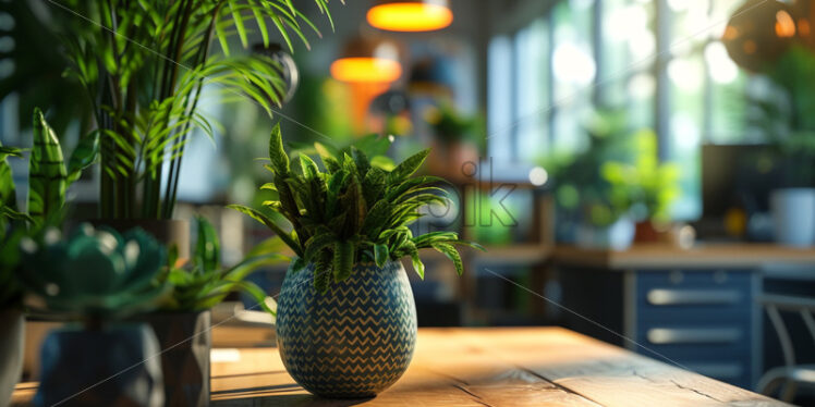 Office plants and decorations adding a touch of greenery to workspaces - Starpik Stock