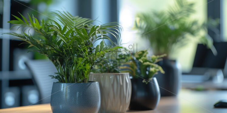 Office plants and decorations adding a touch of greenery to workspaces - Starpik Stock