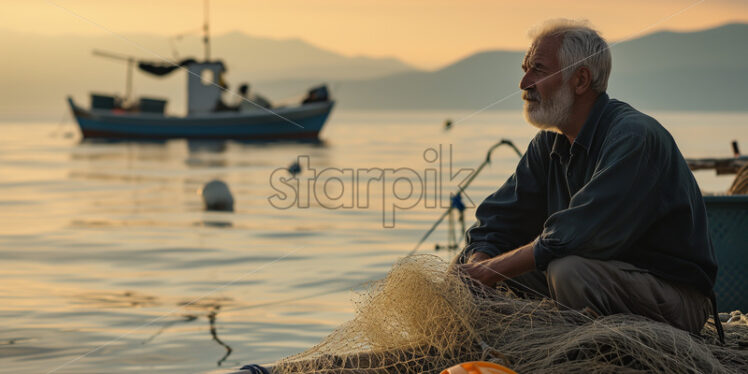 Old greek fisherman - Starpik Stock