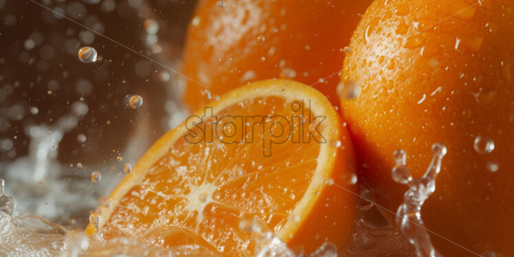 Orange slices splash juicy for mock up product - Starpik Stock