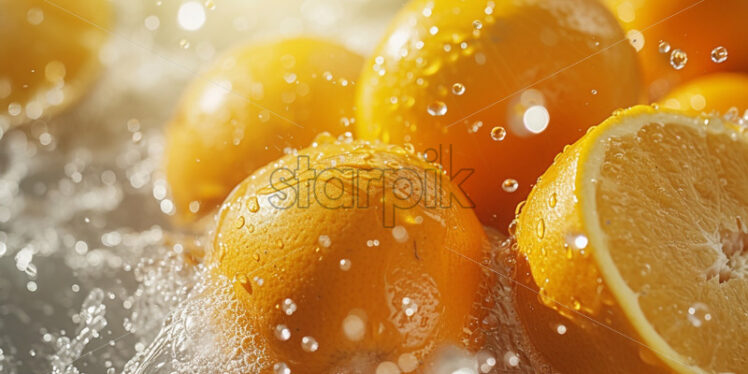 Orange slices splash juicy for mock up product - Starpik Stock