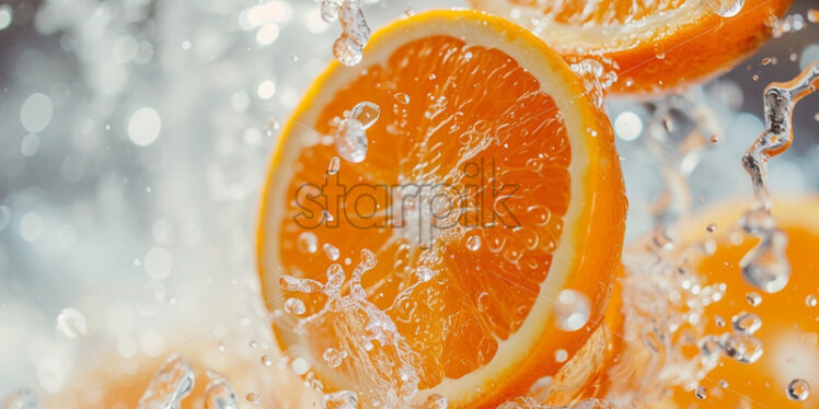 Orange slices splash juicy for mock up product - Starpik Stock