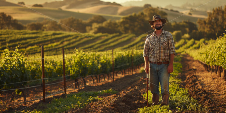 Organic farmer in California vineyard - Starpik Stock