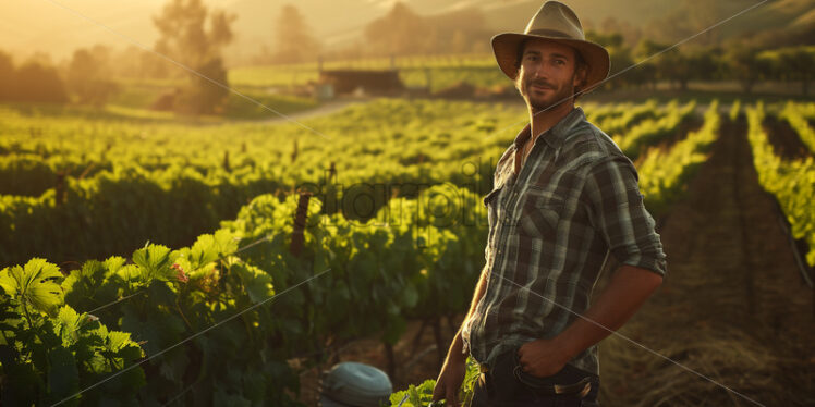 Organic farmer in a vineyard - Starpik Stock