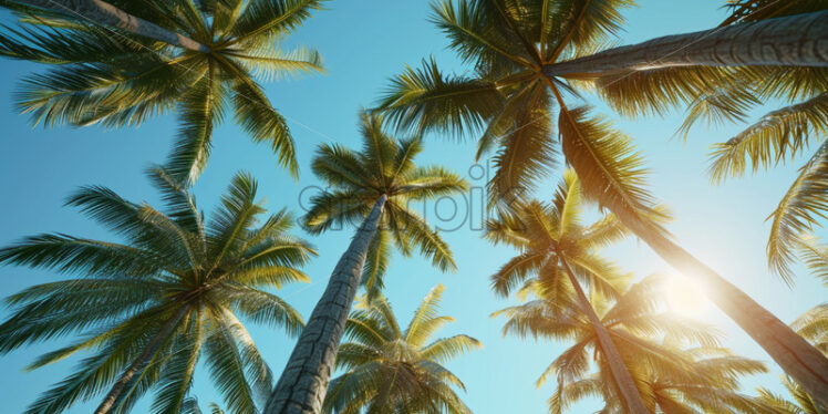 Palm trees swaying in the breeze - Starpik Stock