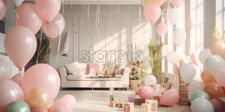 Party decorations, in white cozy room - Starpik Stock