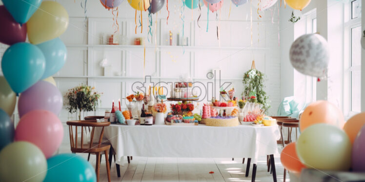 Party decorations, in white cozy room - Starpik Stock