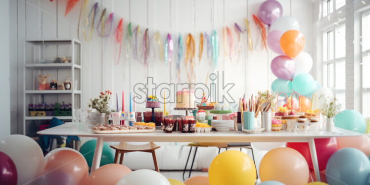 Party decorations, in white cozy room - Starpik Stock