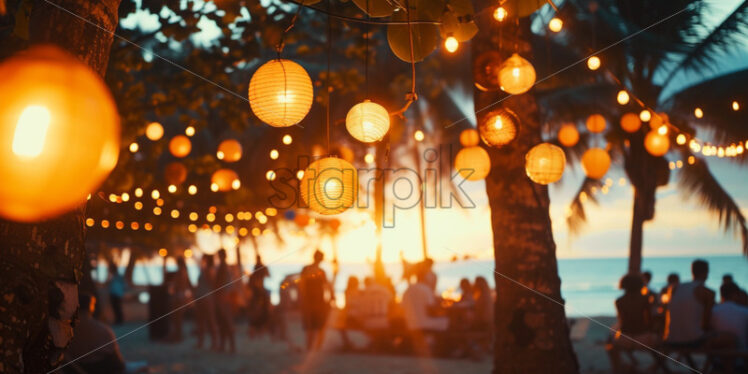 Party on the tropical beach festival ceremony - Starpik Stock