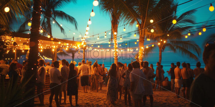 Party on the tropical beach festival ceremony - Starpik Stock