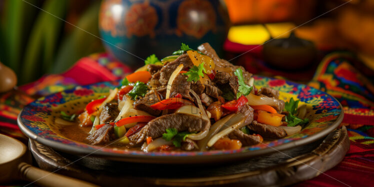  Peruvian Lomo Saltado on a plate - Starpik Stock