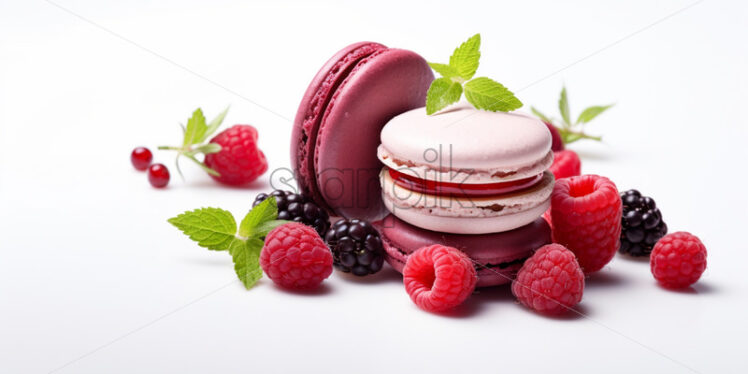 Pink macarons with forest fruit cream - Starpik Stock