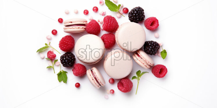 Pink macarons with forest fruit cream - Starpik Stock