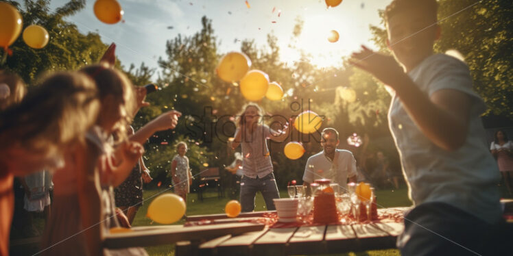 Playful games at the birthday party on nature background - Starpik Stock