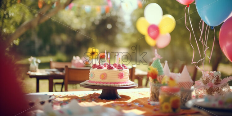 Playful games at the birthday party on nature background - Starpik Stock