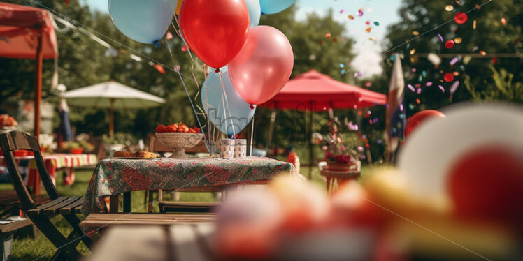 Playful games at the birthday party on nature background - Starpik Stock