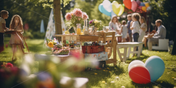 Playful games at the birthday party on nature background - Starpik Stock