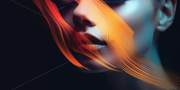 Portrait of a girl created from lines and color - Starpik Stock