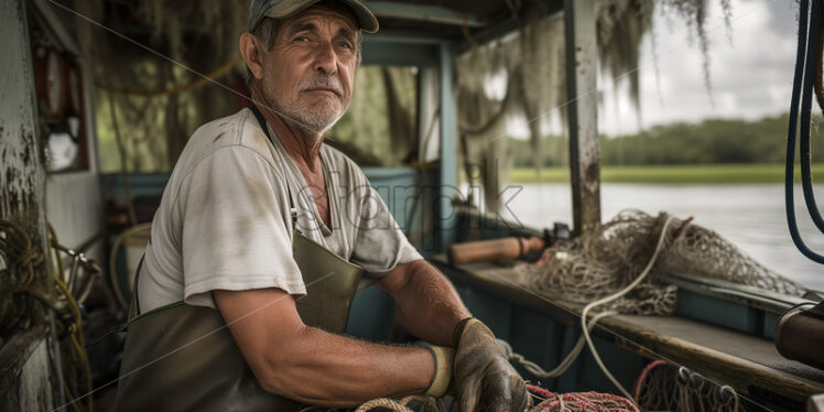 Portrait of a shrimp boat captain - Starpik Stock