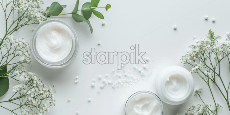 Products of skincare, white nordic theme. - Starpik Stock