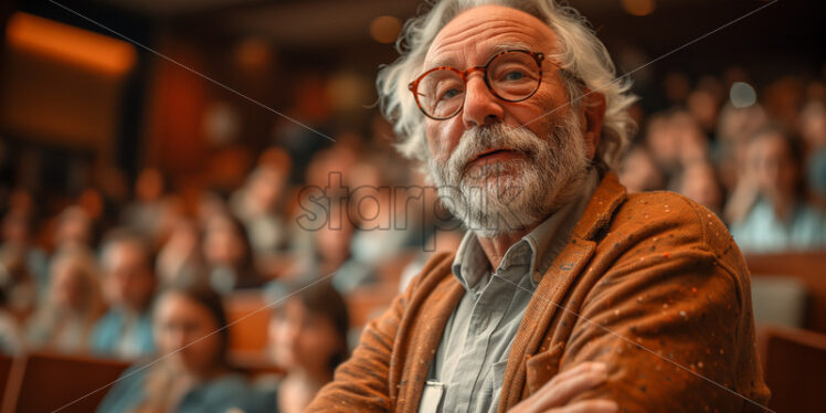 Professor sitting with students - Starpik Stock