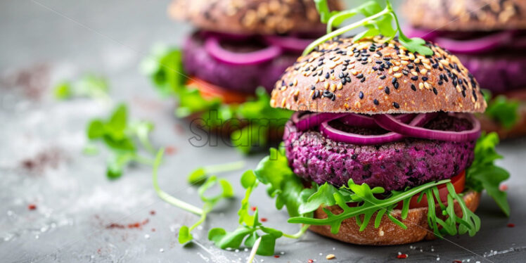 Purple burger, beet vegetarian dish healthy - Starpik Stock