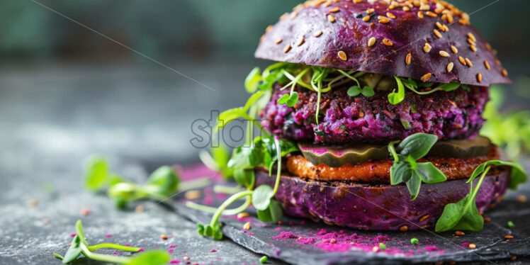 Purple burger, beet vegetarian dish healthy - Starpik Stock