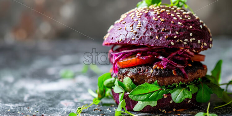 Purple burger, beet vegetarian dish healthy - Starpik Stock