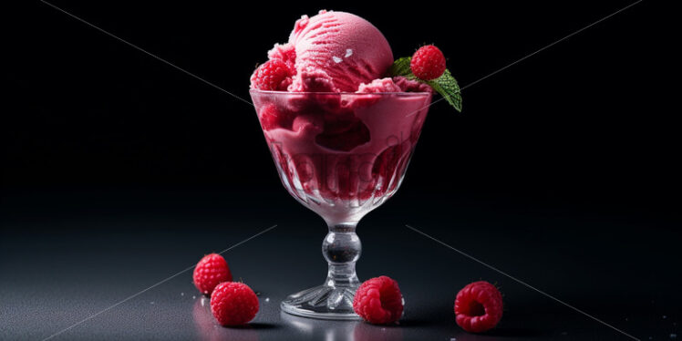 Raspberry ice cream in a glass - Starpik Stock