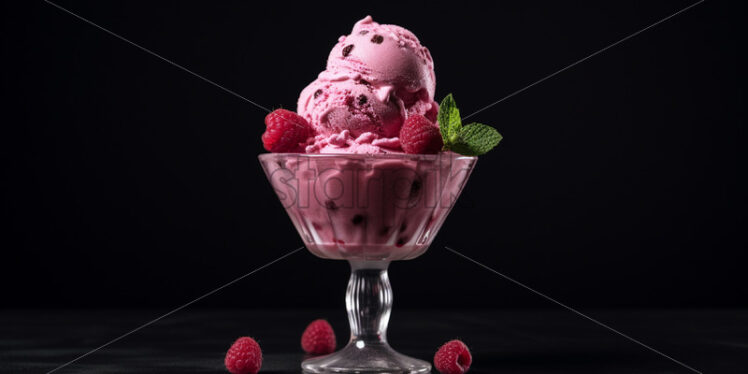 Raspberry ice cream in a glass - Starpik Stock