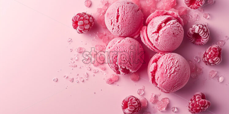 Raspberry sorbet, on a isolate pink background - Starpik Stock