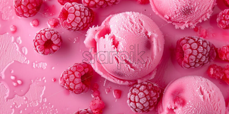 Raspberry sorbet, on a isolate pink background - Starpik Stock