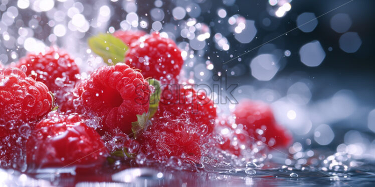 Raspberry splash background, mock up poster - Starpik Stock