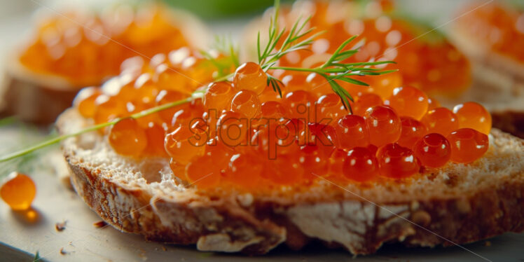 Red caviar on a toast - Starpik Stock