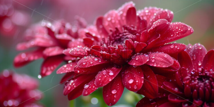 Red chrysanthemum flowers during the rain - Starpik Stock