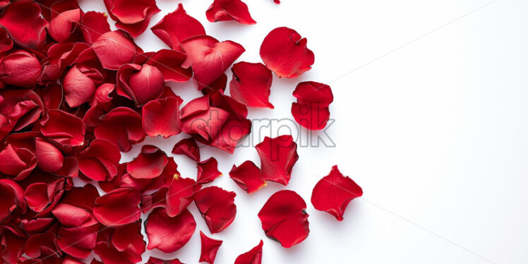 Red rose petals on white background  - Starpik Stock