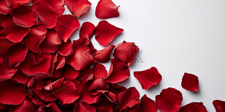 Red rose petals on white background  - Starpik Stock