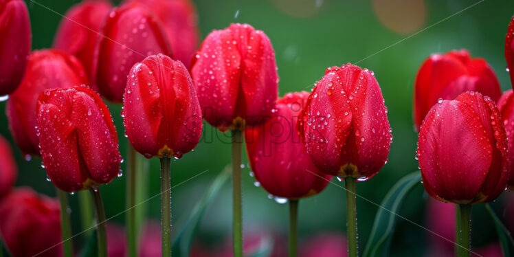 Red tulip flowers during the rain - Starpik Stock