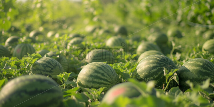 Red watermelon growing in a field - Starpik Stock