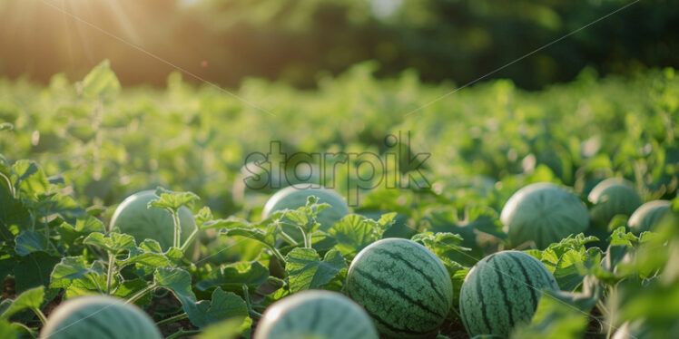 Red watermelon growing in a field - Starpik Stock