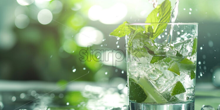 Refreshing mojito with ice and mint leaves - Starpik Stock