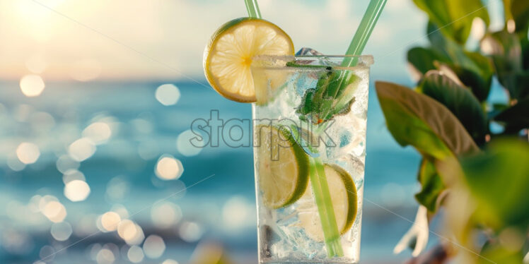 Refreshing summer Cocktail on a beach - Starpik Stock