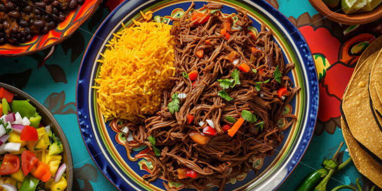 Ropa Vieja on a colorful plate - Starpik Stock