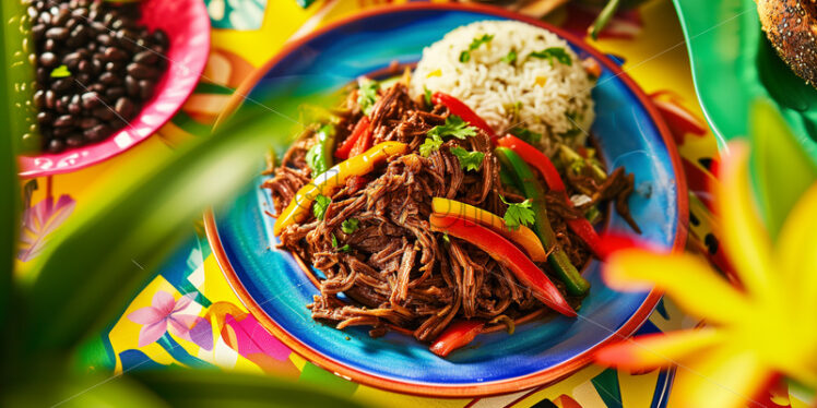 Ropa Vieja with rice and black beans - Starpik Stock