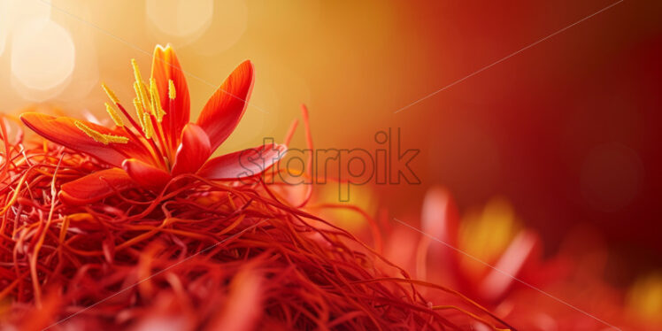 Saffron strands on red background - Starpik Stock