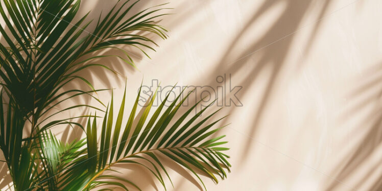 Shadow from palm on the beige background - Starpik Stock