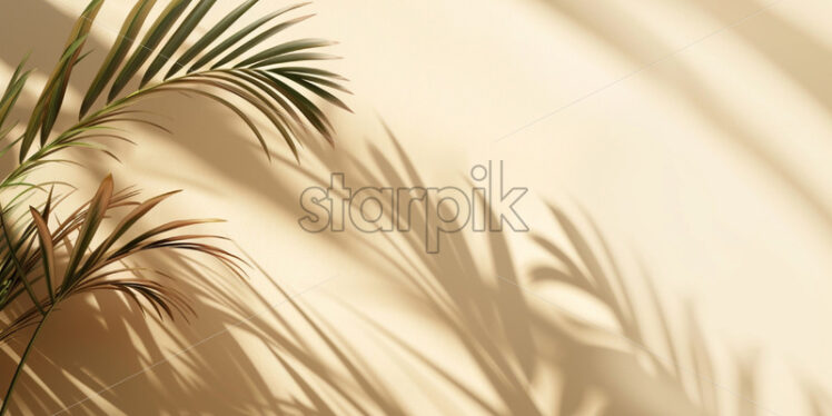 Shadow from palm on the beige background - Starpik Stock