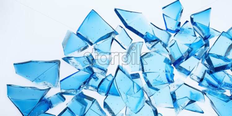 Shards of blue glass on a white background - Starpik Stock