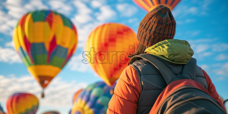 Shot of a hot air balloon pilot  - Starpik Stock